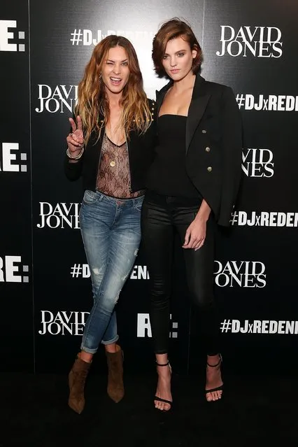 Erin Wasson and Montana Cox arrive at the “RE: Denim For David Jones” launch party at St James Station on August 29, 2015 in Sydney, Australia. (Photo by Brendon Thorne/Getty Images for David Jones)