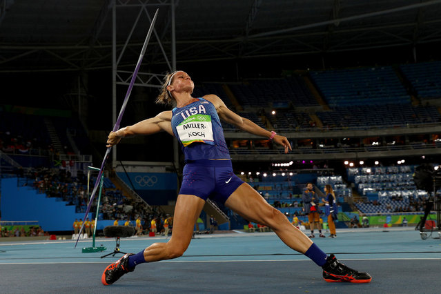 Heather Miller-Koch of the United States  competes in the Women's Heptathlon Javelin Throw on Day 8 of the Rio 2016 Olympic Games at the Olympic Stadium on August 13, 2016 in Rio de Janeiro, Brazil. (Photo by Ian Walton/Getty Images)