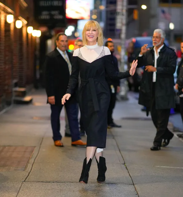 Australian actress Cate Blanchett is seen outside Ed Sullivan Theater on October 04, 2022 in New York City. (Photo by Gotham/GC Images)