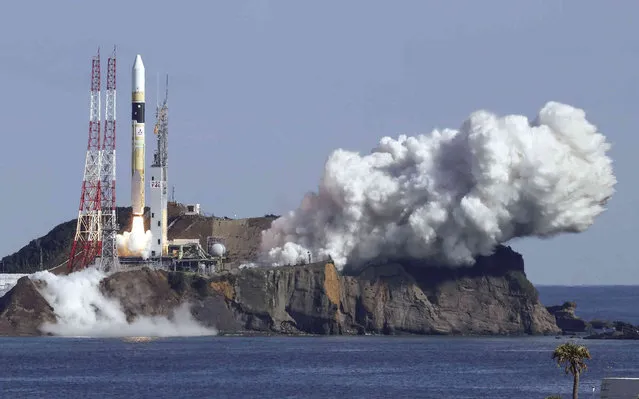 An H2A rocket lifts off from Tanegashima Space Center in Kagoshima, southern Japan Thursday, January 26, 2023. Japan on Thursday successfully launched the rocket carrying a government intelligence-gathering satellite on a mission to watch movements at military sites in North Korea and to improve natural disaster response as part of Tokyo's effort to buildup its military capability citing growing threat in the East Asia. (Photo by Kyodo News via AP Photo)