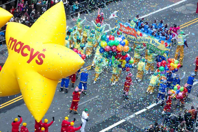 A general view of Macy's balloons at the 88th Annual Macy's Thanksgiving Day Parade outside Macy's Department Store in Herald Square on November 27, 2014 in New York City. (Photo by Ben Hider/Getty Images)