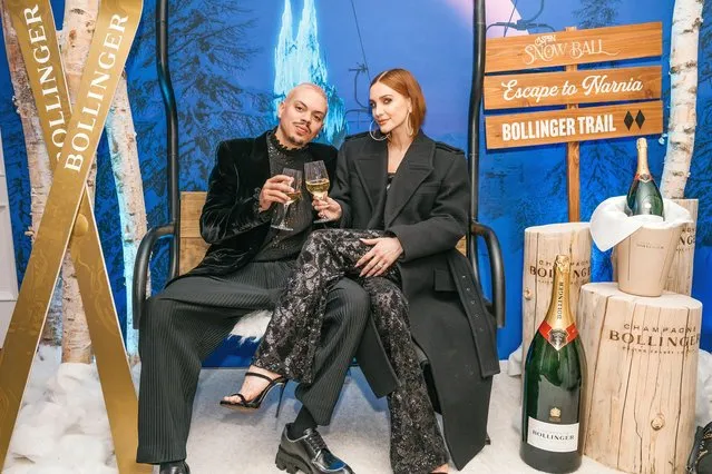 American singer-songwriter and actress Ashlee Simpson Ross and American actor and musician Evan Ross on January 28, 2023 enjoyed a glass of Champagne Bollinger's Special Cuvée at the Children's Oncology Support Fund First Annual Aspen Snow Ball. (Photo by Nikki Hausherr)