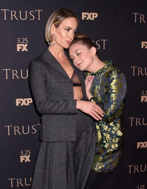 Sarah Paulson and Billie Lourd attend the 2018 FX Annual All-Star Party at SVA Theater on March 15, 2018 in New York City. (Photo by Janet Mayer/Startraksphoto.com)