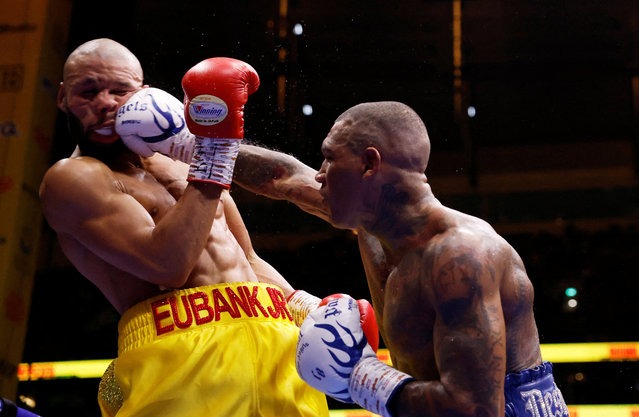 Conor Benn in action with Chris Eubank Jr during their middleweight fight at Tottenham Hotspur Stadium, in London, Britain on November 15, 2025. (Photo by Andrew Couldridge/Action Images via Reuters)