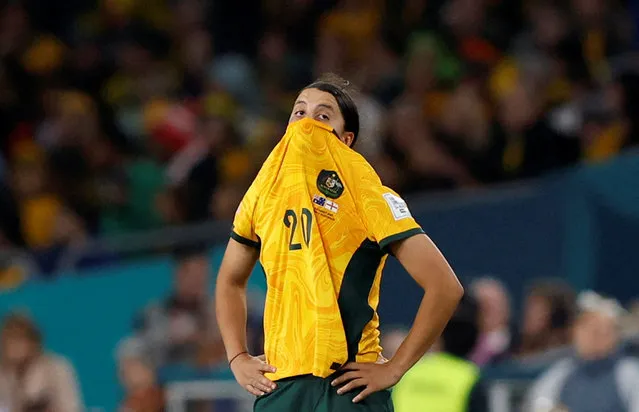 Australia's Sam Kerr is despondent after Alessia Russo scored England's third goal in the Lionesses' 3-1 victory in the semi-final of the Women's World Cup, in Sydney on August 16, 2023. England will face Spain in the final. (Photo by Amanda Perobelli/Reuters)