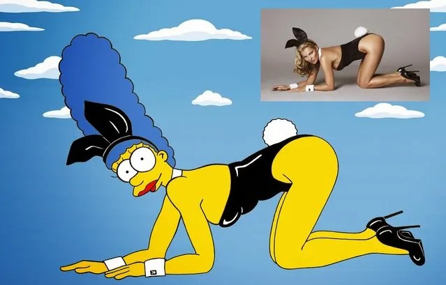 Marge Simpson as Kate Moss for Playboy 60th Magazine Edition January 2014 Humor Chic by aleXsandro Palombo.