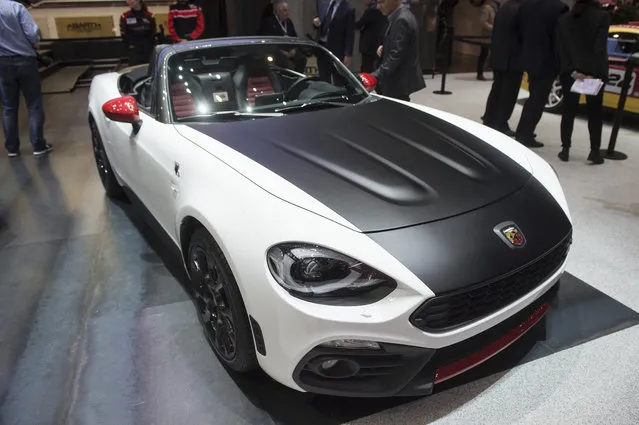 The new Fiat Abarth124 Spider is shown during the press day at the 86th International Motor Show in Geneva, Switzerland, Tuesday, March 1, 2016. (Photo by Sandro Campardo/Keystone via AP Photo)