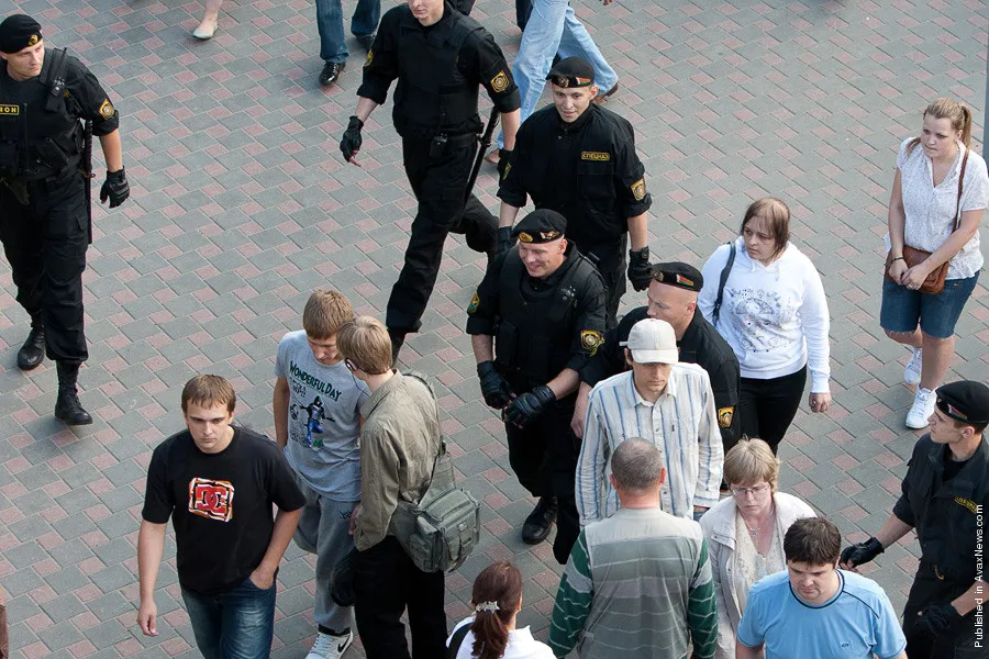 Belarus Riot Police Detained Demonstrators At A Protest Rally Against President Alexander Lukashenko