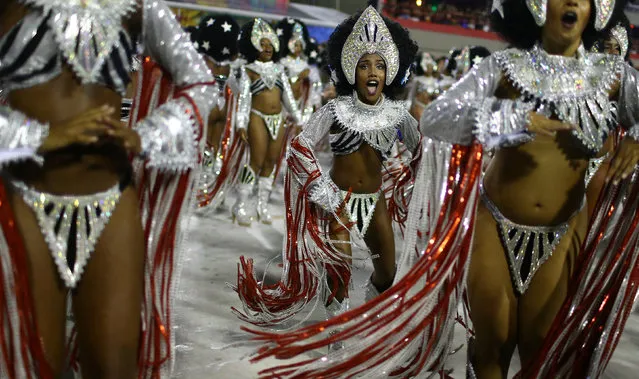 Revellers from Vila Isabel samba school perform during the carnival parade at the Sambadrome in Rio de Janeiro, Brazil February 27, 2017. (Photo by Pilar Olivares/Reuters)