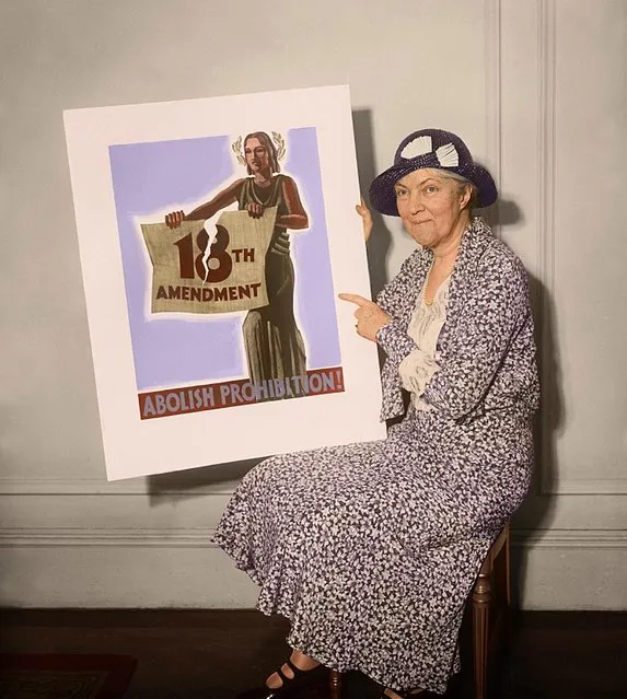 Woman holding poster “Abolish Prohibition!” 1931. By now attitudes were beginning to change and many campaigned for prohibition to be repealed. (Photo by Tom Marshall/Mediadrumworld)