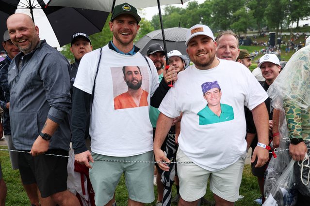 Fans wear shirts with Scottie Scheffler of the United States on them are seen on the course during the second round of the 2024 PGA Championship at Valhalla Golf Club on May 17, 2024 in Louisville, Kentucky. (Photo by Patrick Smith/Getty Images)
