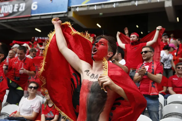 Football Soccer, Albania vs Switzerland, EURO 2016, Group A, Stade Bollaert-Delelis, Lens, Franceon June 11, 2016. Albania fans before the match. (Photo by John Sibley/Reuters/Livepic)