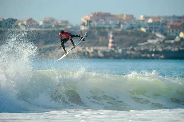 Brazilian surfer Miguel Pupo in action during the MEO Rip Curl Pro Portugal surfing event as part of the World Surf League (WSL) Championship Tour at Supertubos Beach in Peniche, Portugal, 24 October 2017. (Photo by  Carlos Barroso/EPA/EFE)