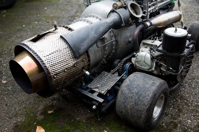 The jet engine of the converted shopping trolley. Shelsley Walsh Hill Climb, Shelsley Walsh, Worcestershire, UK on September 04, 2016. (Photo by Aaron Chown/SWNS.com)