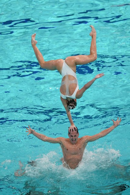 Team Spain perform during the team acrobatic event at the World Aquatics Artistic Swimming World Cup 2025 Super Final in Xi'an, northwest China's Shaanxi Province, June 15, 2025. (Photo by Zou Jingyi/Xinhua/Alamy Live News)
