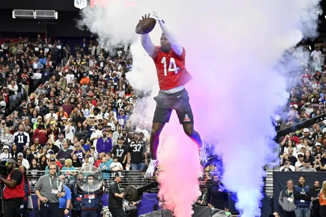 AFC wide receiver Stefon Diggs of the Buffalo Bills competes in the Best Catch football event at the NFL Pro Bowl, Sunday, February 5, 2023, in Las Vegas. (Photo by David Becker/AP Photo)
