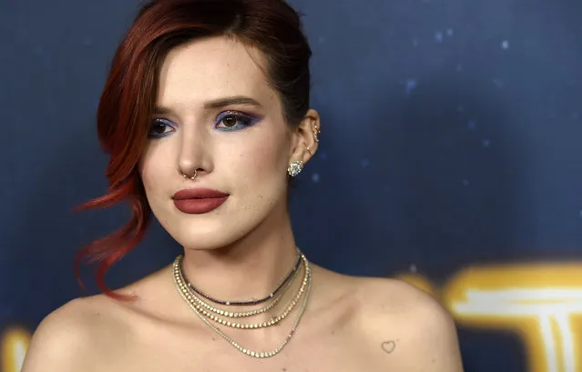 Bella Thorne, a cast member in “Midnight Sun”, poses at the premiere of the film at the ArcLight Hollywood on Thursday, March 15, 2018, in Los Angeles. (Photo by Chris Pizzello/Invision/AP Photo)