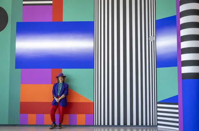 The French designer Camille Walala unveils Square Eyes at The Lowry in Manchester, UK on Thursday, September 25, 2025. (Photo by Anthony Devlin/The Times)