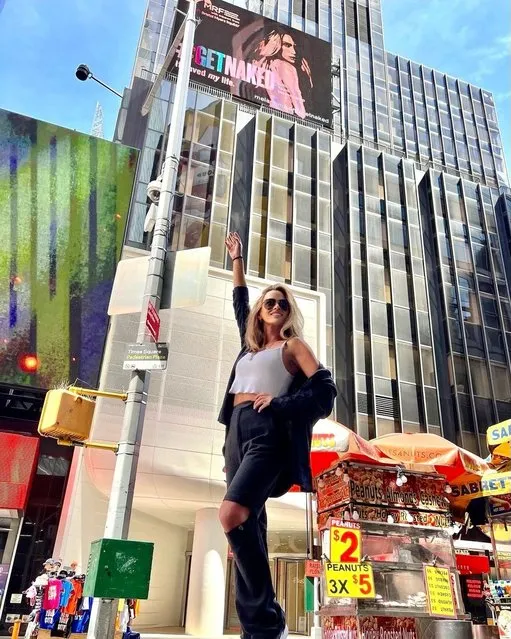 American television personality Teddi Mellencamp poses in front of her new billboard in the first decade of May 2023. (Photo by teddimellencamp/Instagram)