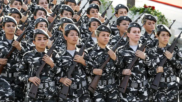 Lebanese police female cadets march in a military parade during an official ceremony commemorating the country' s 73 rd independence day in the capital Beirut, on November 22, 2016. (Photo by Anwar Amro/AFP Photo)