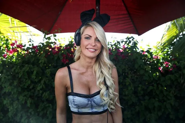 Crystal Hefner DJs at The Influential House during the 2015 Coachella Music and Arts Festival on Saturday, April 11, 2015, in Indio, Calif. (Photo by Rich Fury/Invision/AP Photo)