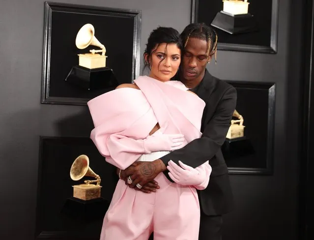 Travis Scott and Kylie Jenner arrive at the 61st annual Grammy Awards at the Staples Center on Sunday, February 10, 2019, in Los Angeles. (Photo by Lucy Nicholson/Reuters)