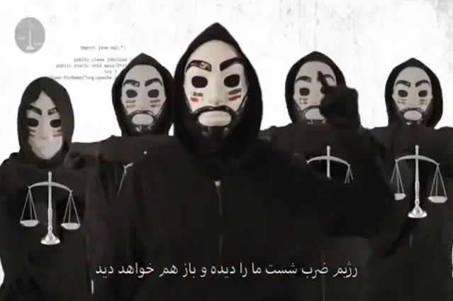 In this screenshot from video, a purported dissident message is seen from an online account calling itself “The Justice of Ali” that reportedly played overtop of an Iranian state television streaming feed on Tuesday, February 1, 2022. A streaming website that features Iranian state television programming has acknowledged suffering technical issues amid reports that dissident hackers played an anti-government message on the platform. The caption at the bottom of the image in Farsi reads: “The regime has tasted our blows and it will taste it again”. (Photo by AP Photo)