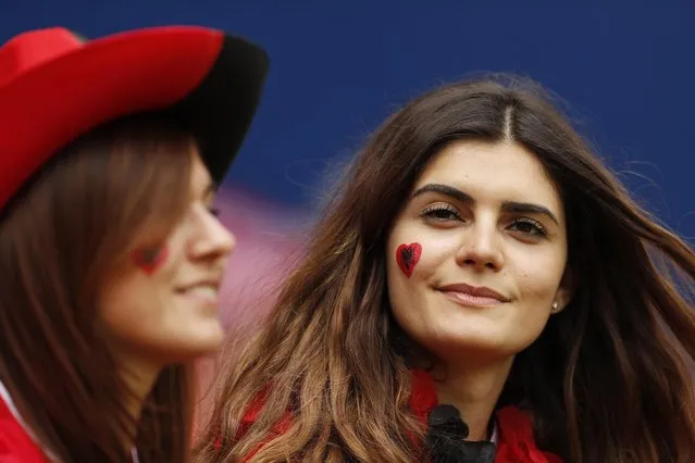 Football Soccer, Albania vs Switzerland, EURO 2016, Group A, Stade Bollaert-Delelis, Lens, Franceon June 11, 2016. Albania fans before the match. (Photo by John Sibley/Reuters/Livepic)