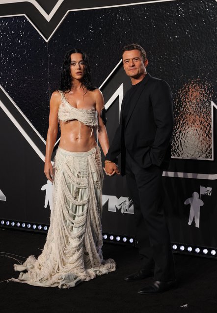 American singer-songwriter Katy Perry and English actor Orlando Bloom attend the MTV Video Music Awards in Elmont, New York, U.S., September 11, 2024. (Photo by Andrew Kelly/Reuters)