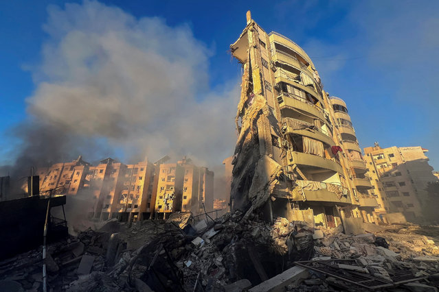 A view shows damaged buildings in the aftermath of Israeli strikes on Beirut's southern suburbs, amid the ongoing hostilities between Hezbollah and Israeli forces, Lebanon on October 24, 2024. (Photo by Mohammed Yassin/Reuters)