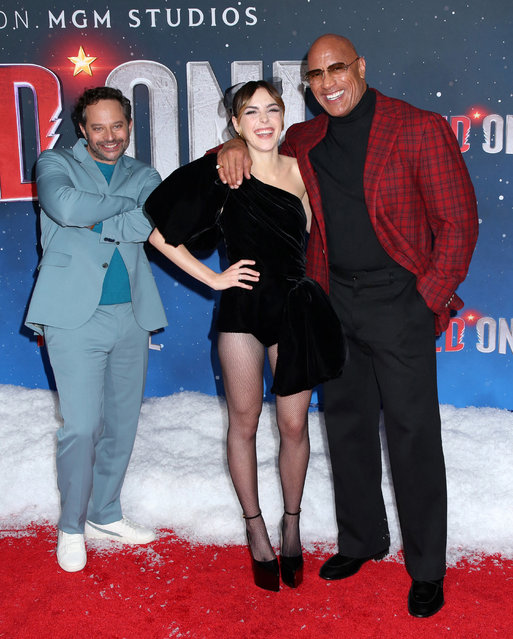 Actors Kiernan Shipka and Dwayne Johnson attending Amazon MGM Studios “Red One” New York Premiere held Alice Tully Hall on November 11, 2024 in New York City, NY. (Photo by Steven Bergman/AFF-USA.COM/The Mega Agency)