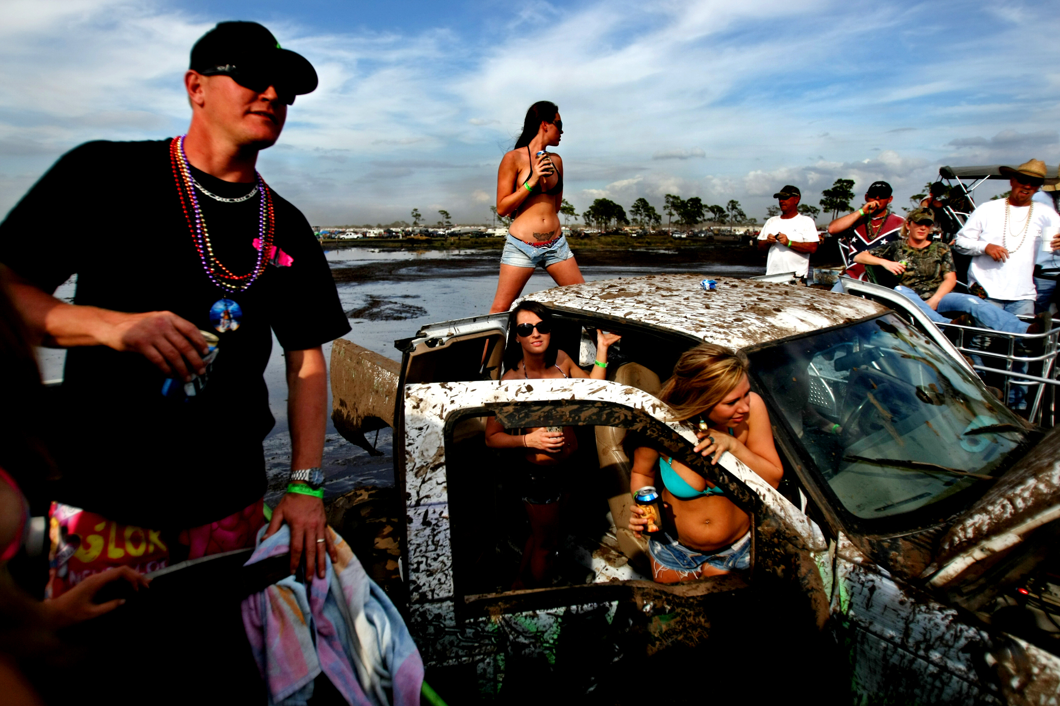 The mud bog is party central throughout the day. 