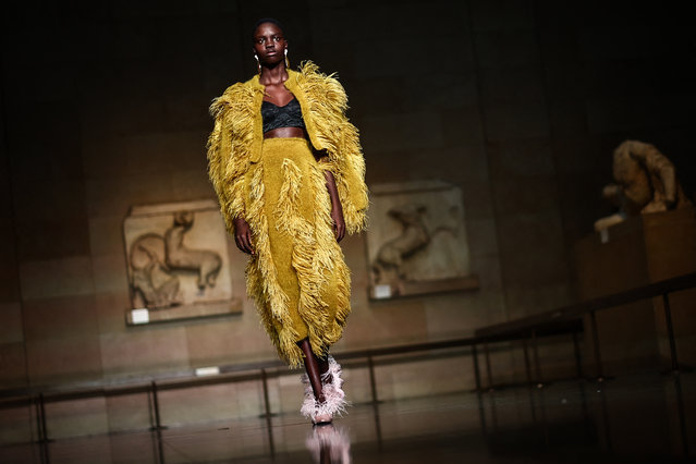 A model presents a creation for Erdem during their Autumn/Winter 2024 collection fashion show during London Fashion Week in London on February 17, 2024. (Photo by Henry Nicholls/AFP Photo)