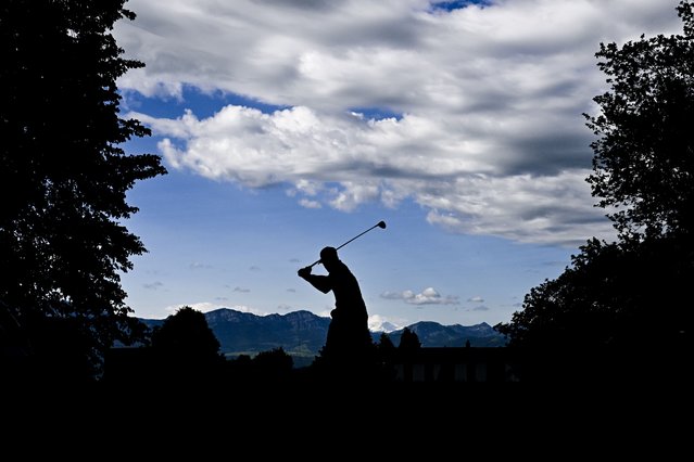 A polarized filter was used to take this image) Aron Zemmer of Italy plays his tee shot on the 2nd hole on day two of the Swiss Challenge 2025 at Golf Sempach on June 6, 2025 in Lucerne, Switzerland. (Photo by Octavio Passos/Getty Images)