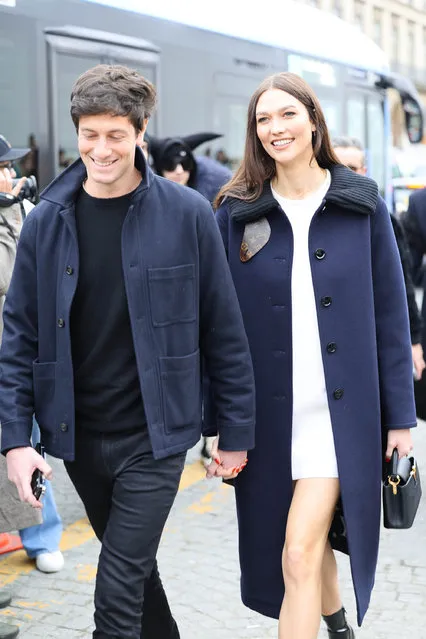 American fashion model Karlie Kloss and American billionaire businessman Joshua Kushner attend the Louis Vuitton Menswear Fall-Winter 2023-2024 show as part of Paris Fashion Week  on January 19, 2023 in Paris, France. (Photo by Jacopo Raule/GC Images)
