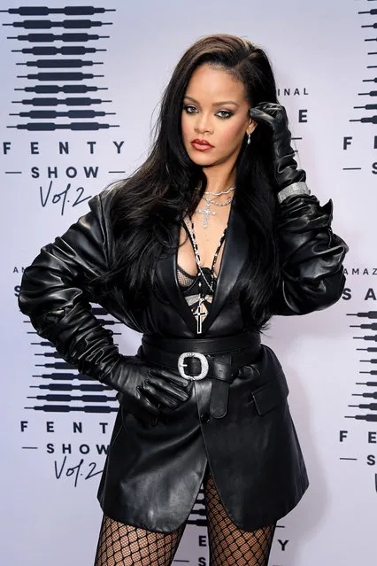 In this image released on October 1, Rihanna attends the second press day for Rihanna's Savage X Fenty Show Vol. 2 presented by Amazon Prime Video at the Los Angeles Convention Center in Los Angeles, California; and broadcast on October 2, 2020.  (Photo by Kevin Mazur/Getty Images for Savage X Fenty Show Vol. 2 Presented by Amazon Prime Video)