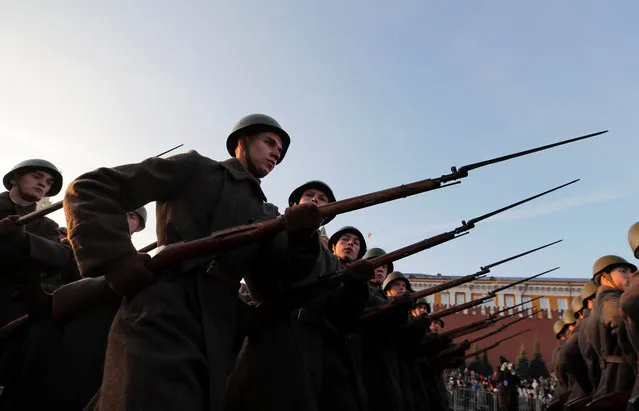 Participants in the parade marking the anniversary of a 1941 parade in Moscow's Red Square on November 7, 2018. (Photo by Shamil Zhumatov/Reuters)