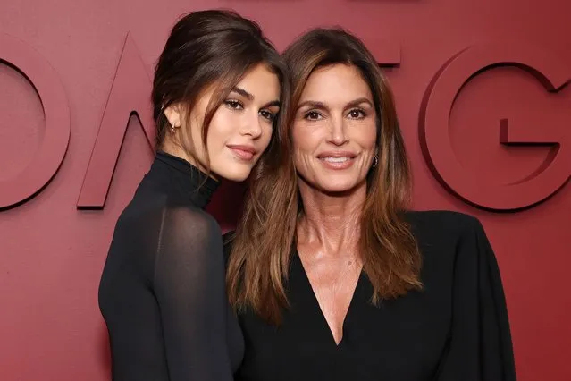 (L-R) American models Kaia Gerber and Cindy Crawford attend Planet Omega Hosts Fashion Panel & Cocktail Reception at Chelsea Factory on November 14, 2023 in New York City. (Photo by Cindy Ord/Getty Images)
