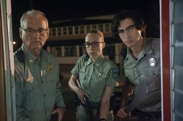 This image released by Focus Features shows Bill Murray, from left, Chloë Sevigny and Adam Driver in a scene from “The Dead Don't Die”. (Photo by Abbot Genser/Focus Features via AP Photo)