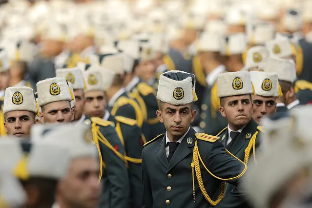 Lebanese officers attend a graduation ceremony marking the 74th Army Day, at a military barracks in Beirut's suburb of Fayadiyeh, Lebanon, Thursday, August 1, 2019. (Photo by Hassan Ammar/AP Photo)