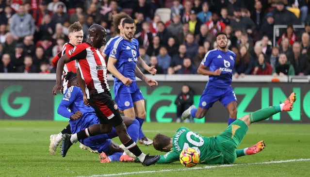 Brentford's Yoane Wissa scores their side's first goal of the game during the Premier League match at the Gtech Community Stadium, Brentford on Saturday, November 30, 2024. (Photo by Steven Paston/PA Images via Getty Images)