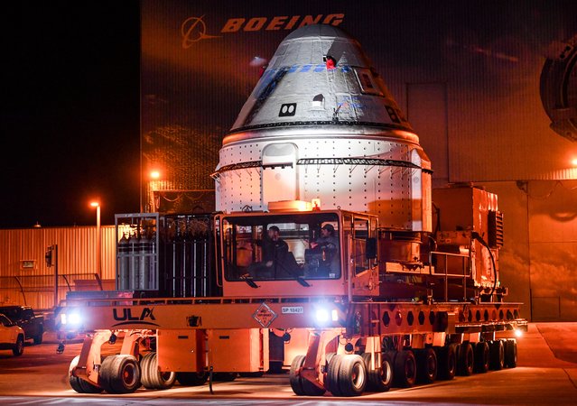 Boeing’s Starliner capsule rolls out of its facility at Kennedy Space Center Tuesday morning, April 16, 2024. The capsule is being transported to Launch Complex 41 where it will be mated to an Atlas V rocket scheduled to launch May 6. (Photo by Craig Bailey/USA TODAY Network)