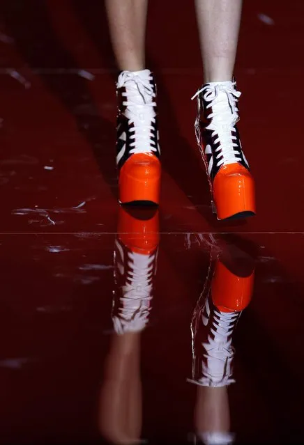 A model displays shoes for designer Andres Sarda's Fall/Winter 2015 collection, during the Mercedes-Benz Fashion Week in Madrid, February 7, 2015. (Photo by Javier Barbancho/Reuters)