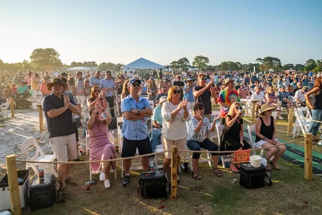A view of the crowd at Moon Crush Music Vacation at Seascape Golf Course on April 27, 2021 in Miramar Beach, Florida. All guests were assigned a Contained Open-Air Viewing Environment (“Cove”) at least 6 feet from other Coves on all sides and separated by barriers. (Photo by Erika Goldring/Getty Images)
