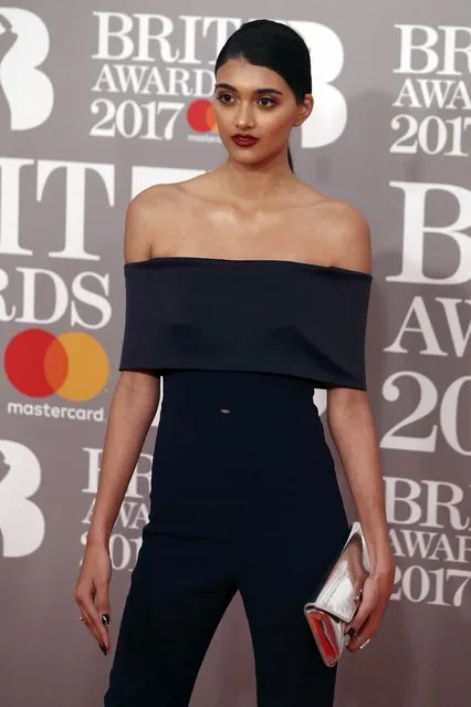 Model Neelam Gill arrives for the Brit Awards at the O2 Arena in London, Britain, February 22, 2017. (Photo by Neil Hall/Reuters)