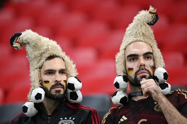 Fans of Germany enjoy the pre match atmosphere prior to the FIFA World Cup Qatar 2022 Group E match between Costa Rica and Germany at Al Bayt Stadium on December 01, 2022 in Al Khor, Qatar. (Photo by Stuart Franklin/Getty Images)