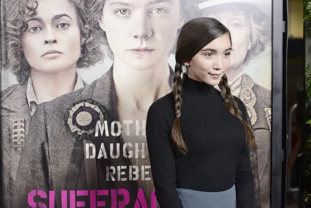 Rowan Blanchard seen at Los Angeles Premiere of Focus Features' 'Suffragette' at the Academy of Motion Pictures Arts and Sciences on Tuesday, October 20, 2015, in Los Angeles, CA. (Photo by Dan Steinberg/Invision for Focus Features/AP Images)