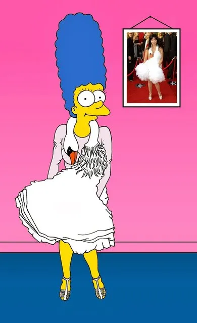 Marge Simpson as Björk. Swan dress of Björk, 2001.