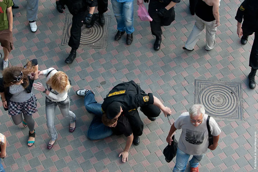 Belarus Riot Police Detained Demonstrators At A Protest Rally Against President Alexander Lukashenko