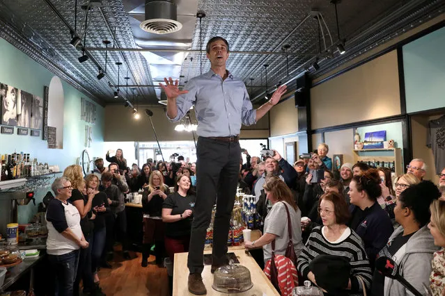 Former Texas congressman Beto O'Rourke speaks during a campaign stop at The Beancounter Coffeehouse & Drinkery in Burlington, Iowa, U.S. March 14, 2019. (Photo by Daniel Acker/Reuters)